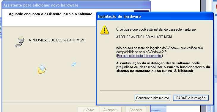 Figura 5 aviso Windows Assim que o botão continuar assim mesmo for pressionado, o