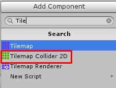 Com a tilemap chao selecionada, adicione um novo componente chamado Tile Map Collider 2D.