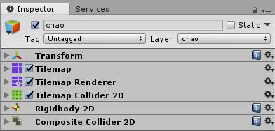 Ao adicionarmos um Composite Collider 2D a um GameObject a Unity automaticamente adiciona um componente do tipo Rigidbody 2D.