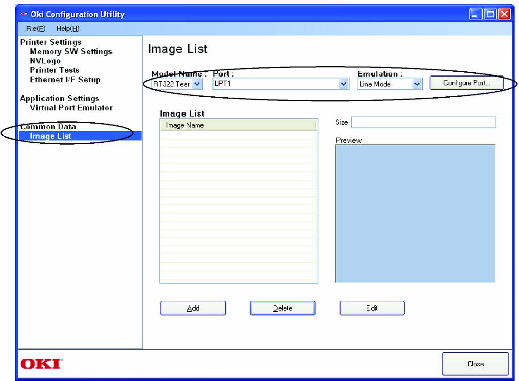 4.3.1 Image List (Lista de imagens) A Image List (Lista de imagens) permite registrar no computador dados de imagens, como logotipos que serão usados repetidamente no futuro.