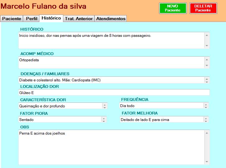 HISTÓRICO Neste espaço, descreva com detalhes as informações referentes à queixa do paciente.