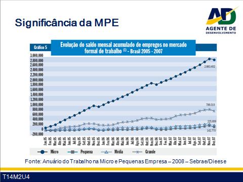 Guia do Facilitador Curso para de Agentes de Desenvolvimento 11 outros tipos de empresas, no período de janeiro de 2005 a dezembro de 2008, últimos dados disponíveis do IBGE.