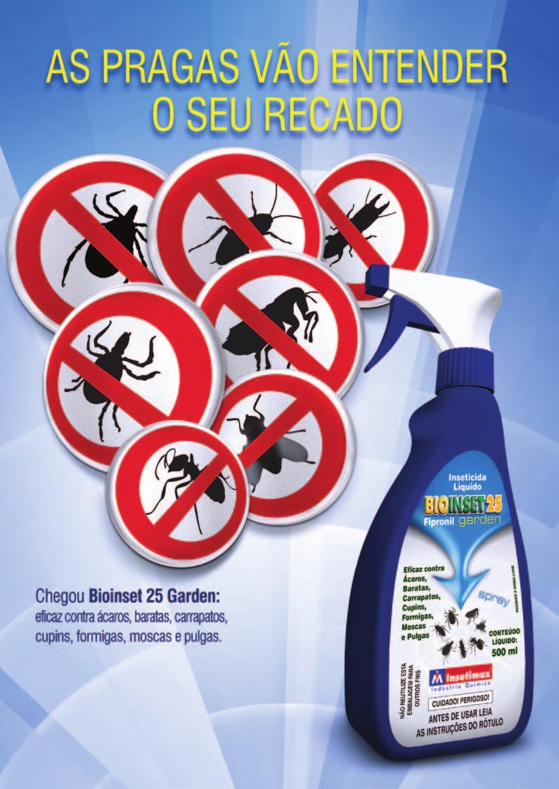 12 frascos spray 500 ml 12 frascos spray 150 ml 24 frascos spray 150 ml 10 Ingrediente Ativo: Fipronil 0,03% Grupo Químico: Fenil Pirazol Formulação: Solução Aquosa Produto com ação residual