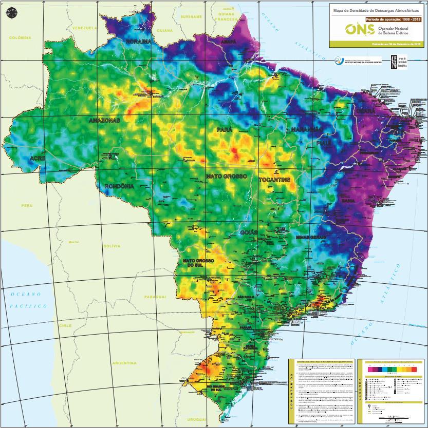 28 atmosféricas nuvem-solo, foram utilizados os registros oriundos da rede de detecção de superfície, denominada BrasilDAT, disponível no período de apuração [16].