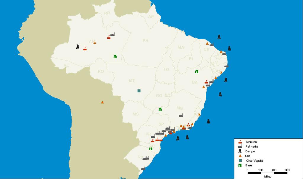 73 estrangeiros. Foi incluindo ainda na modelagem do problema um terminal internacional genérico que representa a demanda e oferta de derivados a serem exportados e importados pelo Brasil.