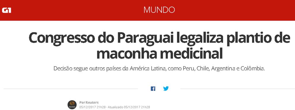 Peru, Chile, Argentina e Colômbia já legalizaram a maconha para uso medicinal.