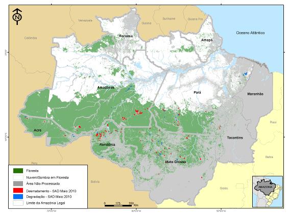 Figura17. Área com nuvem e sombra em maio de 2010 na Amazônia Legal.