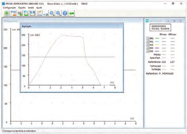 Manual do Software SIBELMED W20s 129 4 Quando finalizada a manobra, repita o parágrafo 3 para realizar mais manobras. Anexo 2. Exame de pressões máximas É aconselhável um mínimo de 3 manobras.
