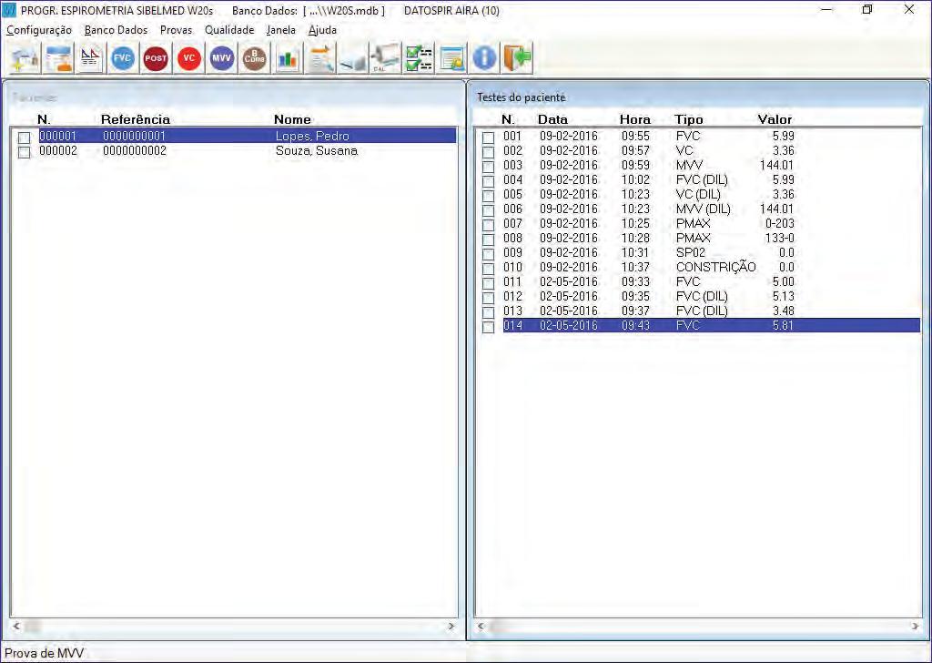 Manual do Software SIBELMED W20s 37 2.8 BASE DE DADOS O Software de espirometria SIBELMED W20s funciona com diferentes bases de dados.