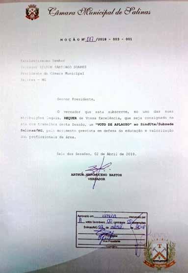 Horizonte, para que o Governo de Minas Gerais cumpra o piso salarial definido na lei federal 11.738/2008.