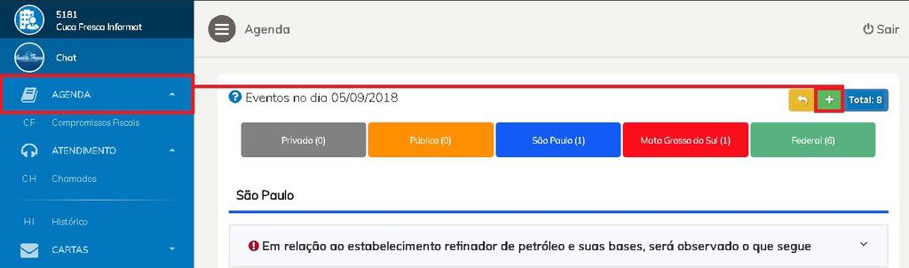 Para a demonstração da listagem dos FAQ's relacionados a pesquisa o sistema considerará a busca realizada tanto na composição da pergunta como também nos procedimentos.