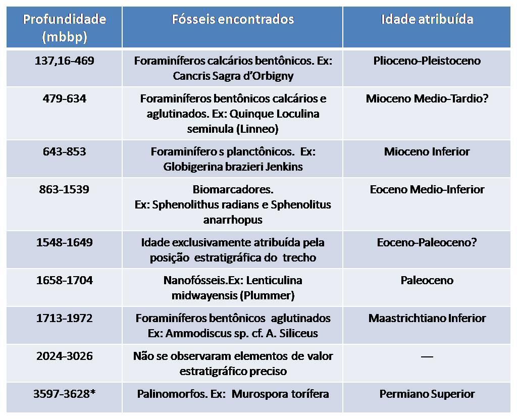 54 Tabela 4: Bioestratigrafia e idades atribuídas ao poço Gaviotín x-1 