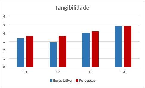 Tangibilidade Após a análise global dos indicadores, torna-se necessário uma investigação dos itens mais significativos de cada dimensão, a fim de auxiliar na tomada de decisões dos gestores da