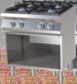 Linha 700 Fogão a Gás Cooking Line 700 Gas Cooking - Construção em aço inox AISI 0,5mm - Plano superior embutido para fácil manutenção - Fogão para utilização em bancada ou sobre móvel neutro -