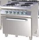 Linha 700 Fogão com Forno Cooking Line 700 Cooker with Oven Fogão elétrico: - Construção em aço inox AISI 0,5mm - Plano superior embutido para fácil manutenção - Termostato de segurança contra