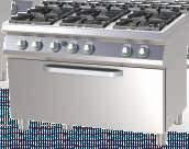 7Kw 00V 97 768 Fogão a gás: - Construção em aço inox AISI 0,5mm - Plano superior embutido para fácil manutenção - Queimadores de ferro fundido com termopar de segurança Gas Cooker: - Stainless Steel