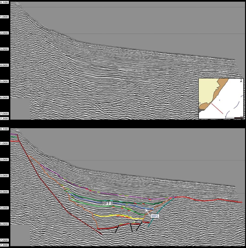 Figure 7: Dip seismic section of deep water showing the rift successions.