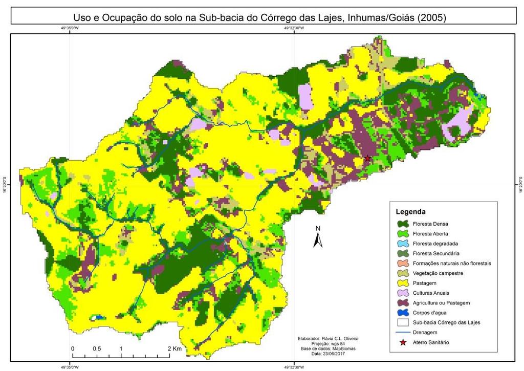 Fig. 4 Carta de Uso e Ocupação do Solo Sub-bacia Córrego das Lajes de Inhumas, Goiás(2005). Fig.