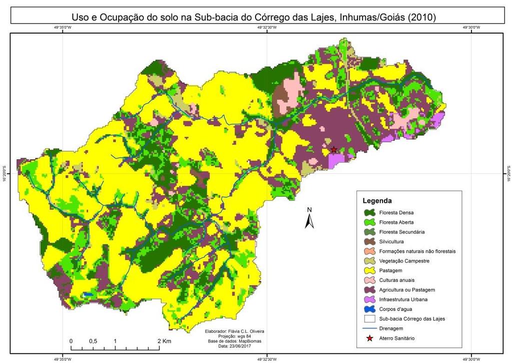 Com o crescimento da pastagem no período de 2005 a na parte de floresta densa e floresta aberta, demostrando 2010, em 2015, na