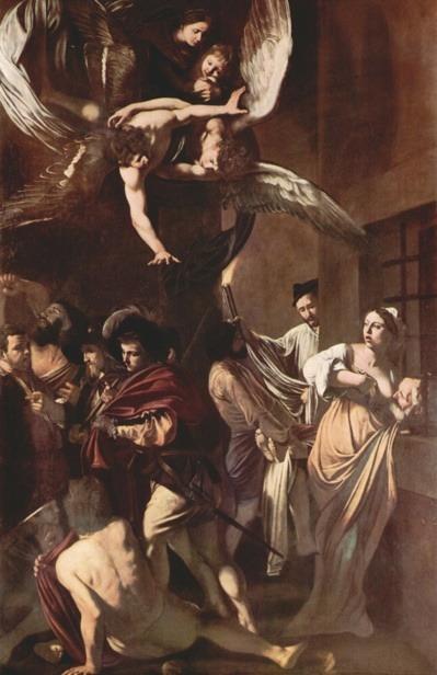 Sete ações de misericórdia, Caravaggio A pintura barroca recorreu também a sobreposições de formas que definem o campo visual sem