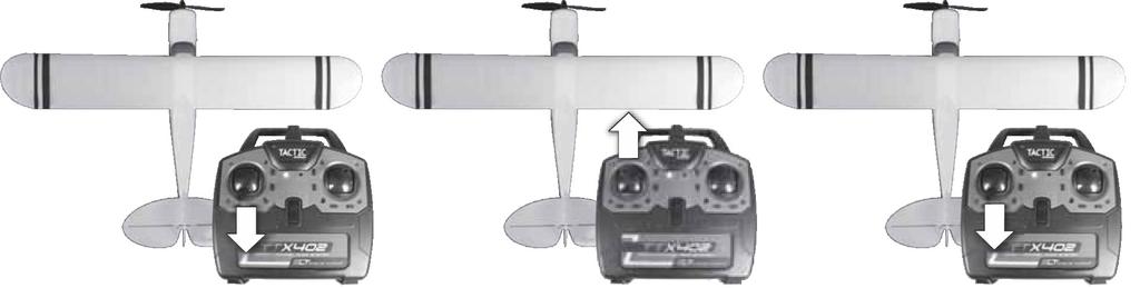 Com o transmissor ligado, pressione e segure o correspondente botão de trimagem e desligue e religue o transmissor para inverter o movimento da superfcície de controle.