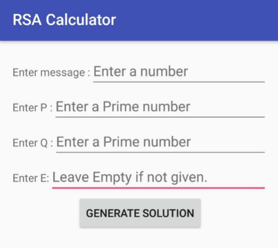 77 Fonte: Aplicativo RSA calculator (2017) Figura 26: Tela do aplicativo RSA calculator No exemplo anterior foram tomados p=3, q=11, e=7.