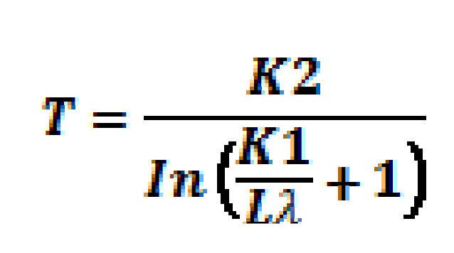 T= Temperatura efetiva no satélite em Kelvin; K2 = Constante de calibração = 1.