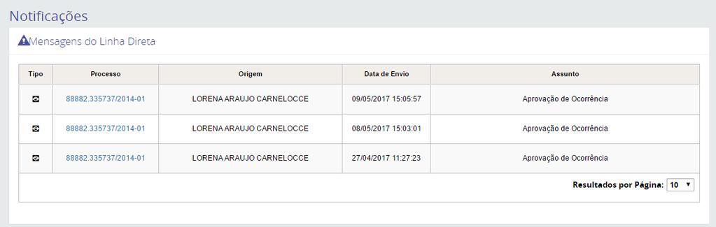 OBSERVAÇÃO: Para programas institucionais, beneficiários não visualizarão as mensagens no Linha Direta.