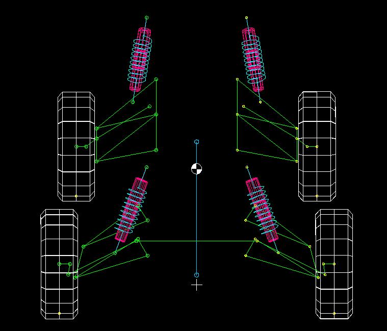 57 Figura 4-2 -Geometria no Software Lotussuspensionanalysis 4.3.2. Transferência de carga Como mencionado anteriormente, a transferência de carga está diretamente relacionada com a variação da altura do centro de rolagem.