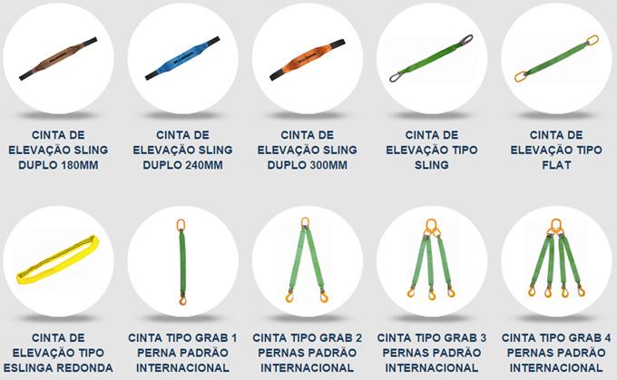 Tais cintas são produzidas em material sintético de alta tenacidade e seguem padrões internacionais de produção e qualidade, sendo indicadas para praticamente todos os setores que utilizam