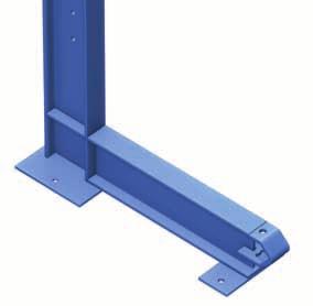 A estabilidade longitudinal é assegurada por conjuntos de torres verticais e unindo entre si todas as colunas de uma mesma estante.