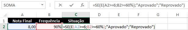 Funções 4 4.6.2. SE com E Vamos incrementar o exemplo. Além de verificar se um aluno está aprovado ou reprovado de acordo com sua nota final, levaremos em conta sua frequência.