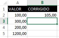 Na guia da planilha Taxas, clique sobre a célula A2; 4.