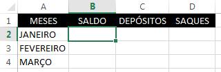 Repita o passo a passo para a planilha de março, apontando o último saldo de fevereiro.