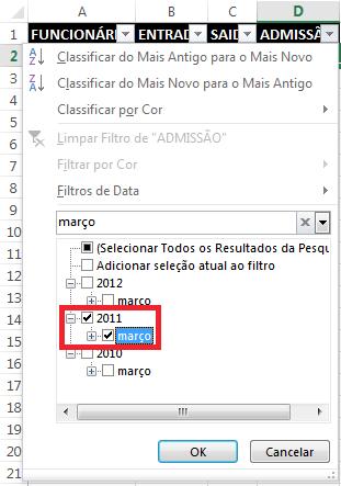 Classificação e filtragem de dados 6 2. Digite o mês no campo Pesquisar.