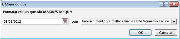 no campo Formatar células que são MAIORES DO QUE.