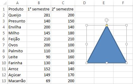 Excel - Módulo I 5. Arraste o mouse para inserir a forma. Para excluir uma forma, basta selecioná-la e apertar a tecla DELETE. Quando a forma está selecionada, a guia Ferramentas de Desenho é exibida.