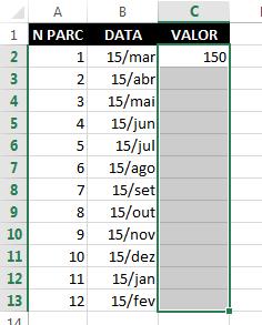 C13; 10. Ative novamente o comando Série; 11.