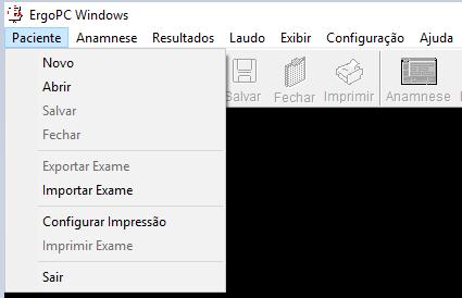 8.1. Estrutura do Software ErgoPC 13 Air Barra de Título Quando aberto o exame, o nome do paciente que está sendo examinado fica visível na barra de título.