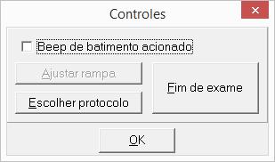 Para ativar ou desativar o REGISTRO AUTOMÁTICO e/ou IMPRESSÃO ON LINE, clicar em seus botões de referência. Ao clicar em CONTROLES, a caixa de configuração, abaixo, irá abrir.