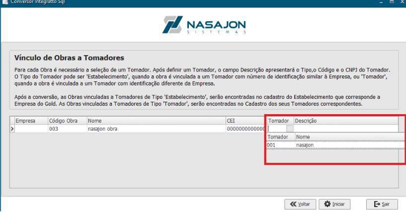 Se no campo "Tomador" não está aparecendo nenhum tomador, significa que dentro do seu Persona Gold não há nenhum tomador com CNPJ cadastrado.