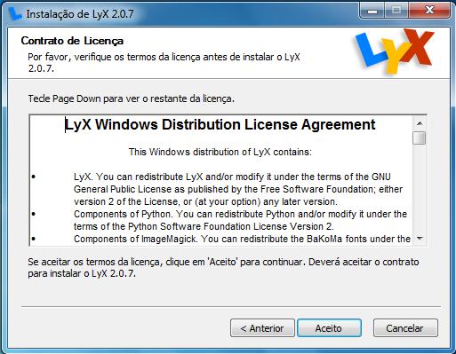 3- O contrato diz que o LyX é gratuito e que