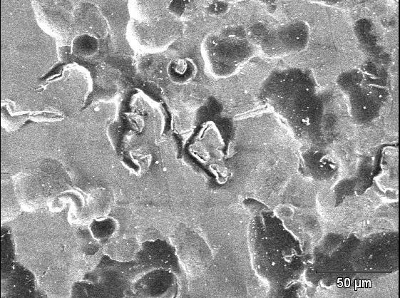 imagem obtida por microscopia ótica da área exposta ao eletrólito por 96h.