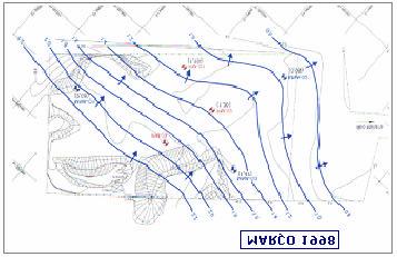 Figura 48 Mapa potenciométrico em março de 1998 no site PI-06 Entre junho/97 e março/98, foram realizadas duas campanhas de amostragem de água subterrânea.