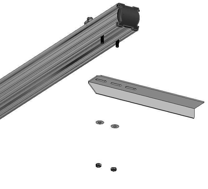 3º Passo: Fixe os suportes no trilho da máquina. Para isso, pegue os parafusos 1/4 x 1 e introduza as suas cabeças nas ranhuras superiores do trilho de alumínio.