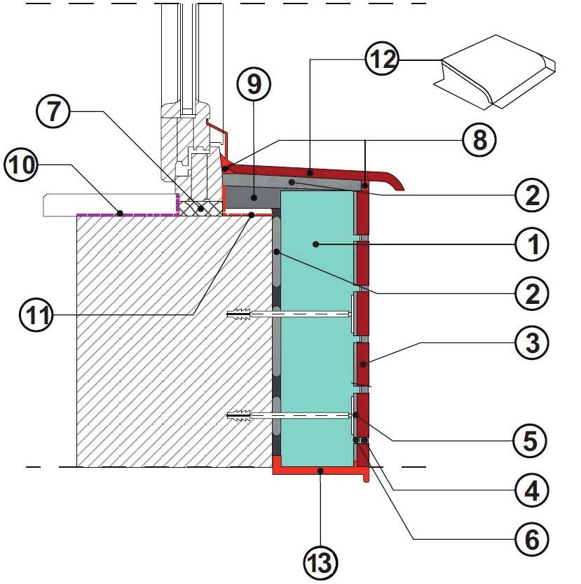 13 1 BOARD; 2 ADHESIVE; 3 KLINKER; 4 GROUT; 5 FASTENERS; 6 Guias horizontais; 7 Espuma selante; 8 Silicone; 9 KLINKER (específicos para esquinas); 10 Isolante térmico especifico para topo de portas e