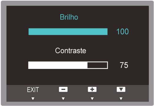 3-21 Configurar as definições de Brilho e Contraste no ecrã inicial Ajuste o Brilho ou Contraste utilizando os botões [ ] no ecrã inicial (onde o menu OSD é apresentado). 1.