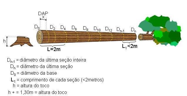 A= área transversal da seção de maior diâmetro; a= área transversal de menor diâmetro; L= comprimento do segmento e; n= número de segmentos. Ainda, A= π.