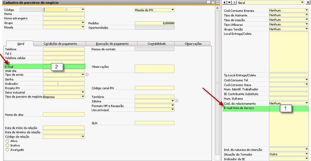5.2.3 Cadastro do Parceiro de Negócios (PN) No cadastro do PN, as seguintes informações devem ser observadas: E-mail do Tomador: são considerados dois campos para o e-mail do tomador, na