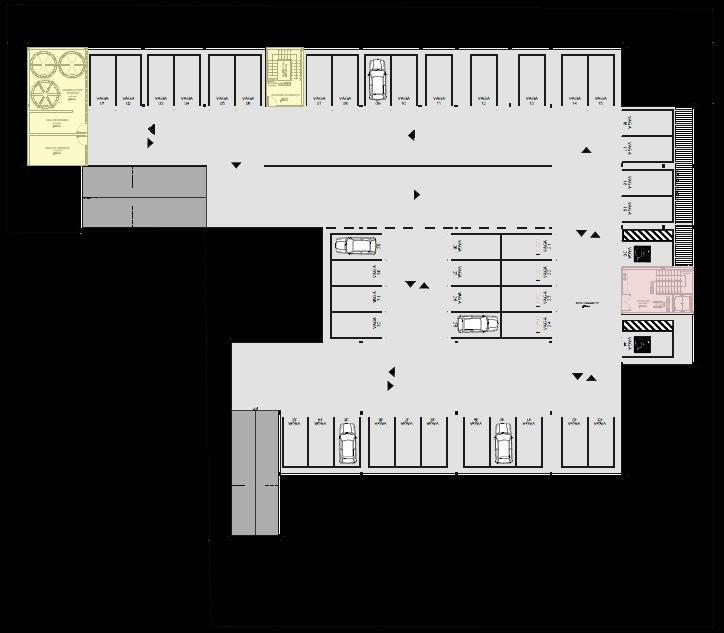 ESTACIONAMENTO - SUBSOLO 1 VAGA / 20m² DE ÁREA DE PÚBLICO = MÍNIMO 39 VAGAS 44 VAGAS DE ESTACIONAMENTO 4 VAGAS PARA IDOSOS MÍNIMO 2 2 VAGAS